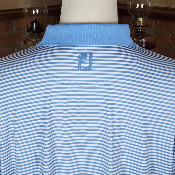 FootJoy Prodry Lisle Light Blue and White Striped Polo Size XL - Picture 5 of 7